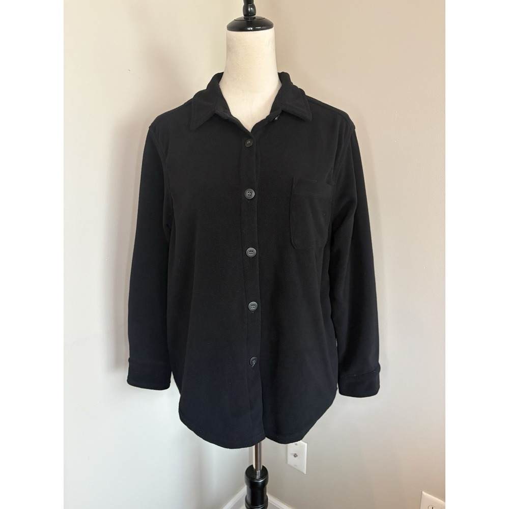 VTG True Grit Womens S Suede Soft Big Shirt Button Up Jacket Shacket Black USA